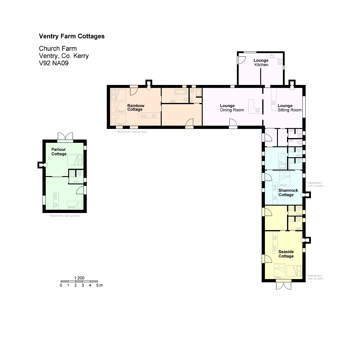 Floor Plan - Ventry Farm Cottages. Dingle Peninsula, Ventry Beach, Co. Kerry, Ireland.