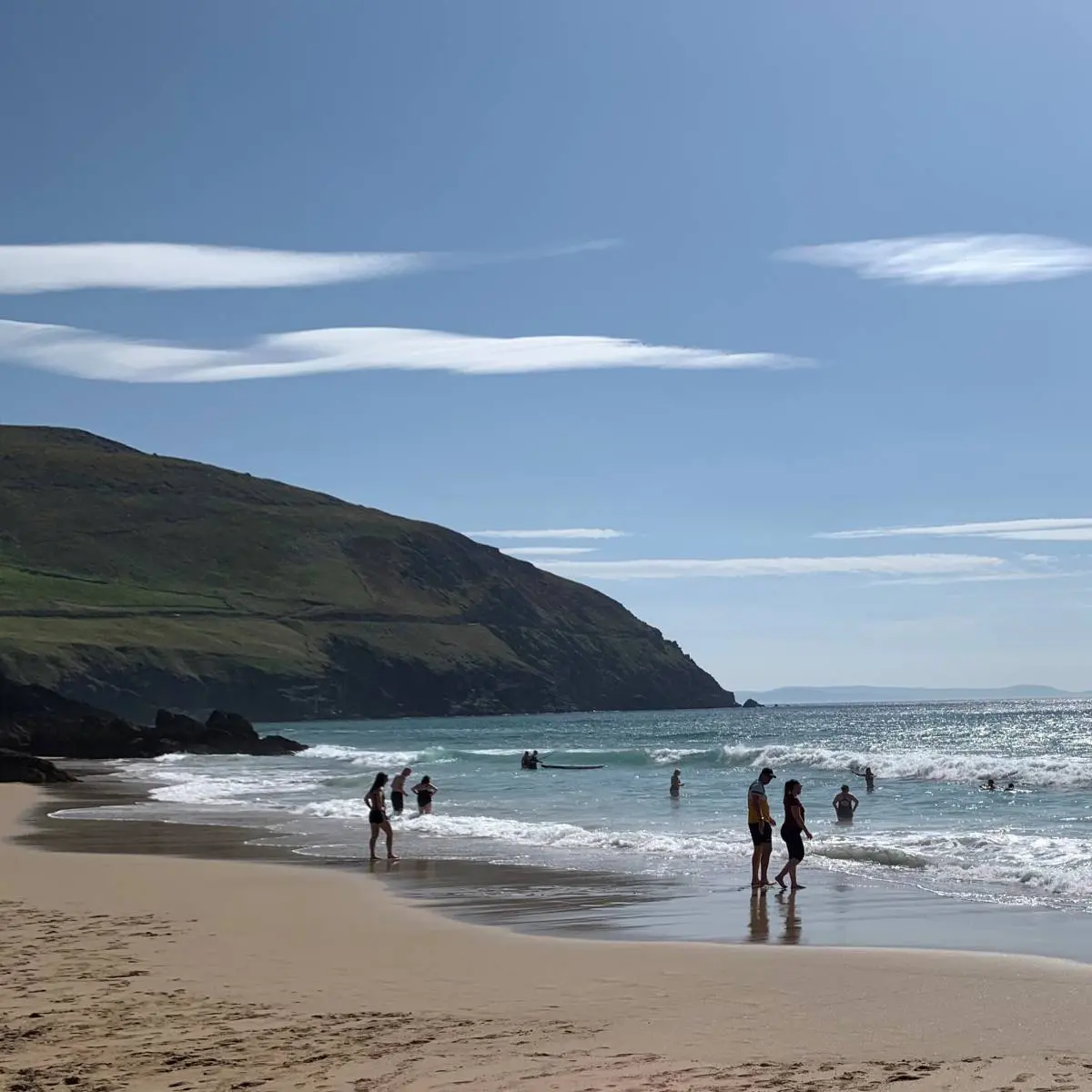 Sea swimming at Dunmore Head. Ventry Farm, Dingle Peninsula, Ventry Beach.