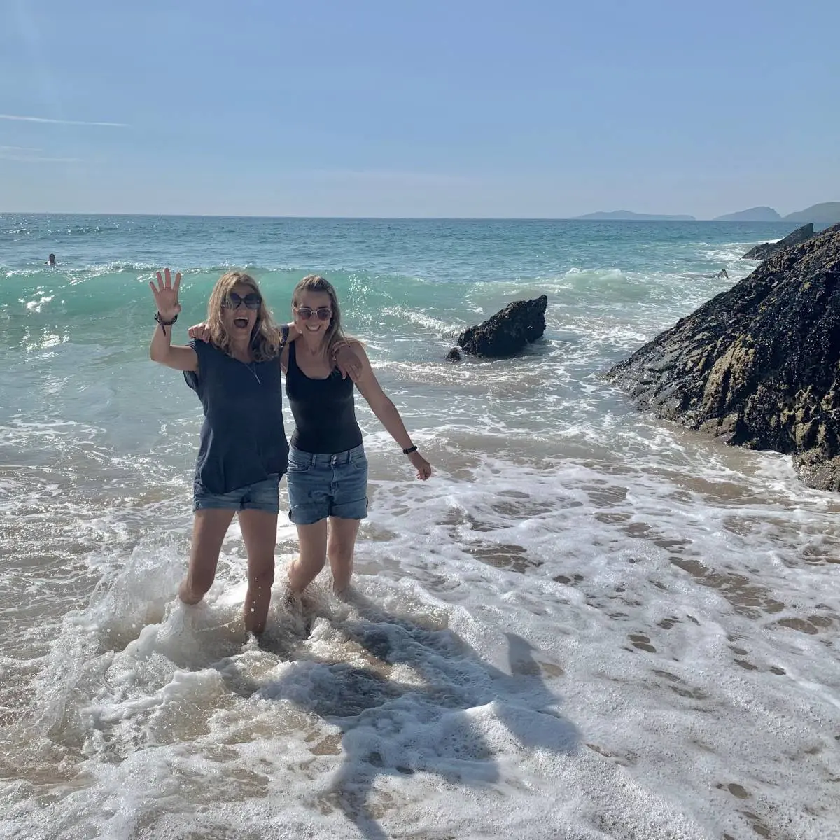 Sea swimming at Dunmore Head. Ventry Farm Cottages, Dingle Peninsula, Ventry Beach.